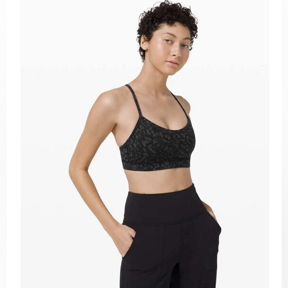 Lululemon Flow Y Nulu Racerback Black Leopard Camo Athleisure Gym Sports Bra 14 - Picture 2 of 7